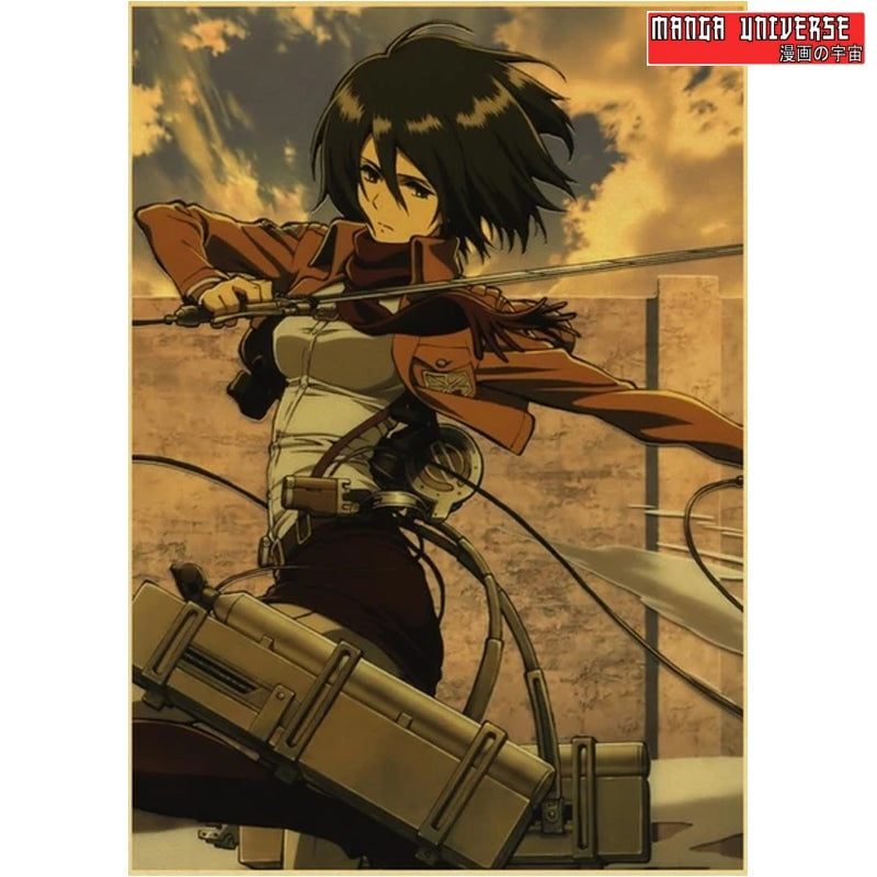 Poster attaque des titans mikasa