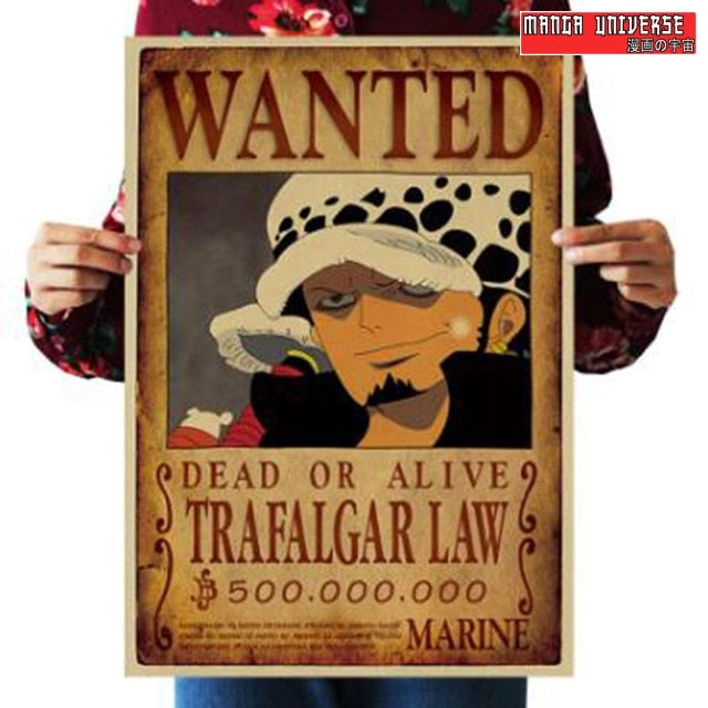 Poster one piece wanted trafalgar law