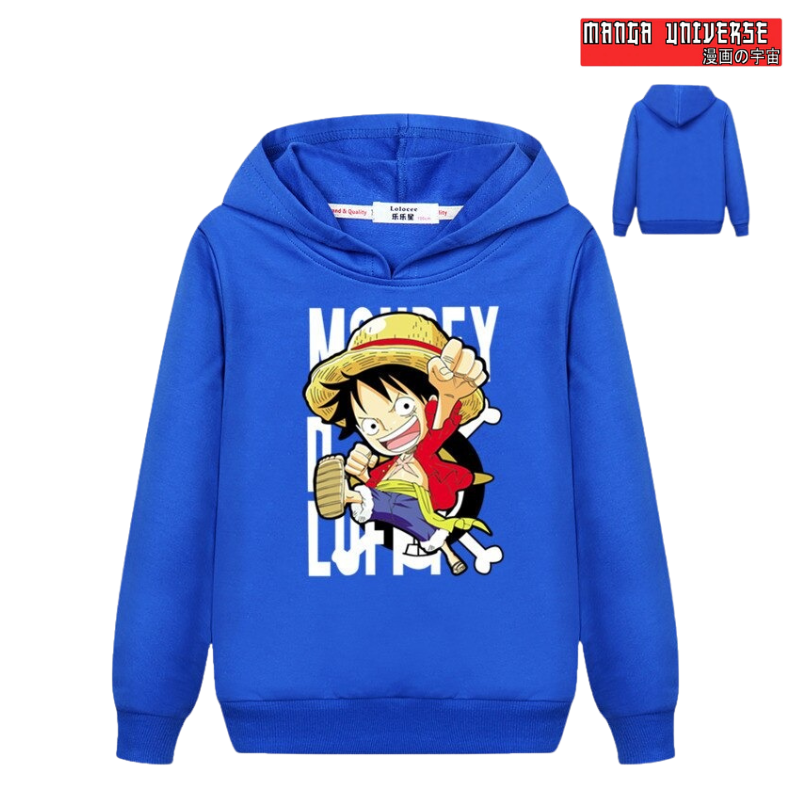 sweat luffy one piece enfant bleu