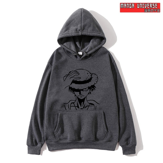 sweat one piece luffy - Gris Foncé / L