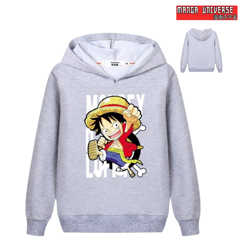 sweat luffy one piece enfant gris