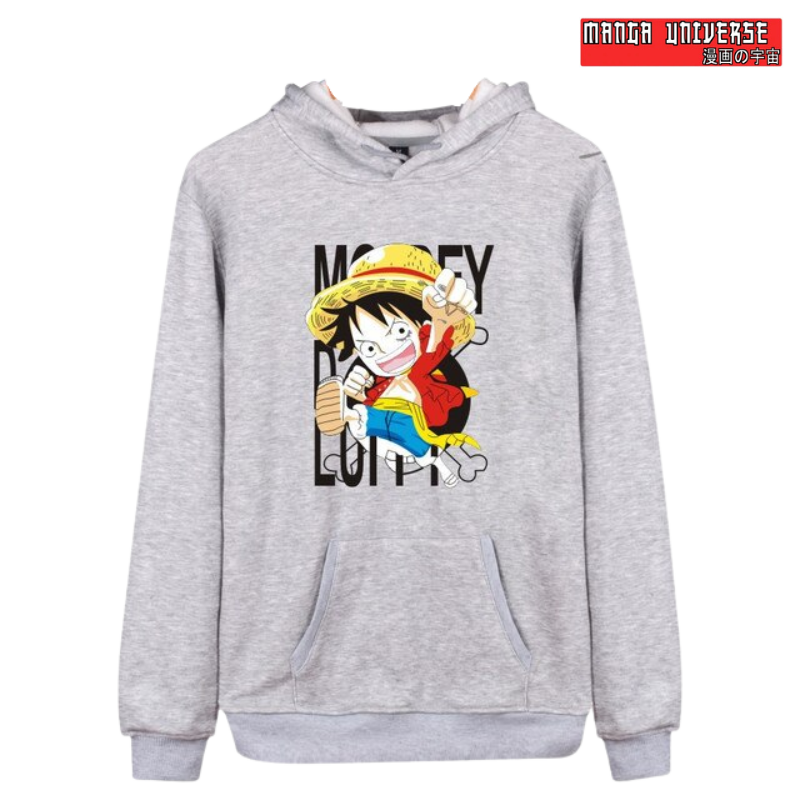 sweat a capuche one piece luffy gris