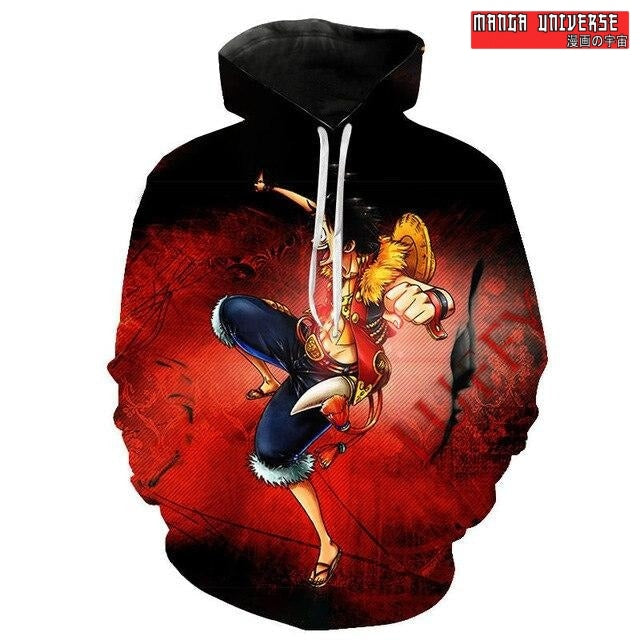 SWEAT ONE PIECE LUFFY - Noir/Rouge / XS