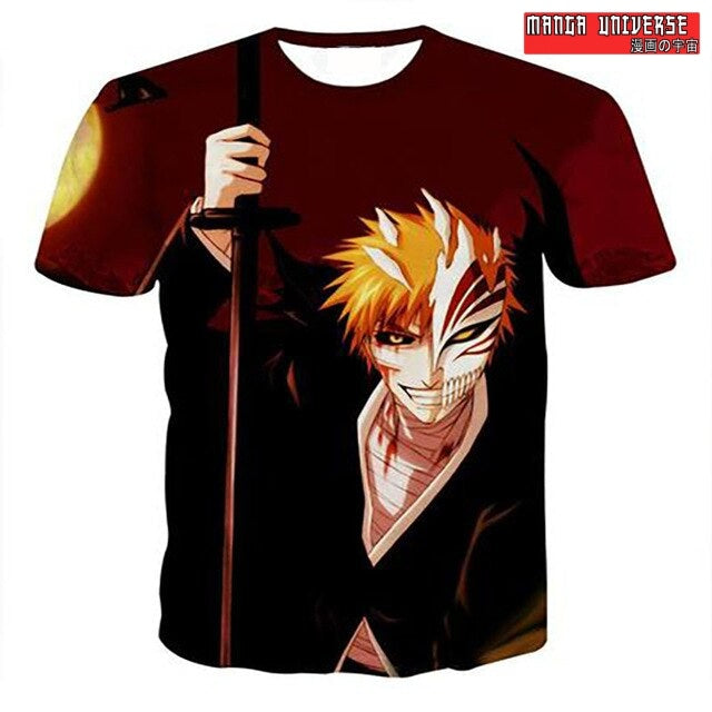 T-SHIRT BLEACH ICHIGO FIGHT TERREUR - Rouge Sombre / XS