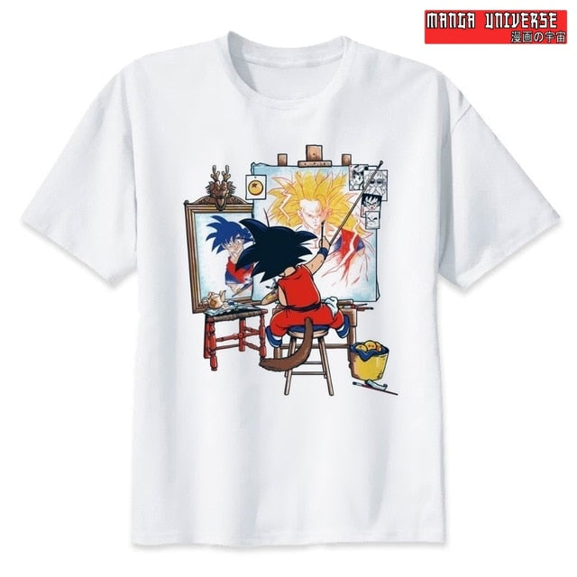 T-SHIRT DRAGON BALL LES PEINTURES DE GOKU - Blanc / XS
