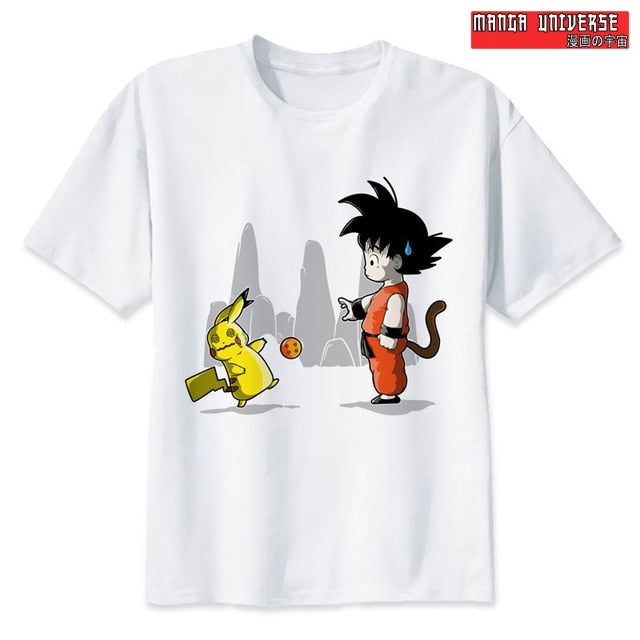 T-SHIRT DRAGON BALL PIKACHU ET GOKU - Blanc / XS