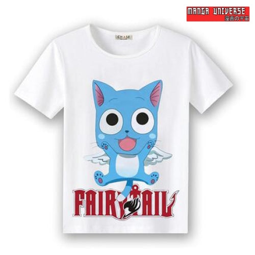T-SHIRT FAIRY TAIL HAPPY CUTE - Blanc / XS