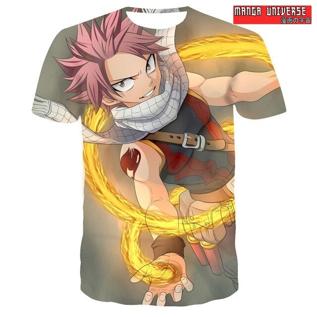 T-SHIRT FAIRY TAIL NATSU FIRE - Gris/Jaune / XS