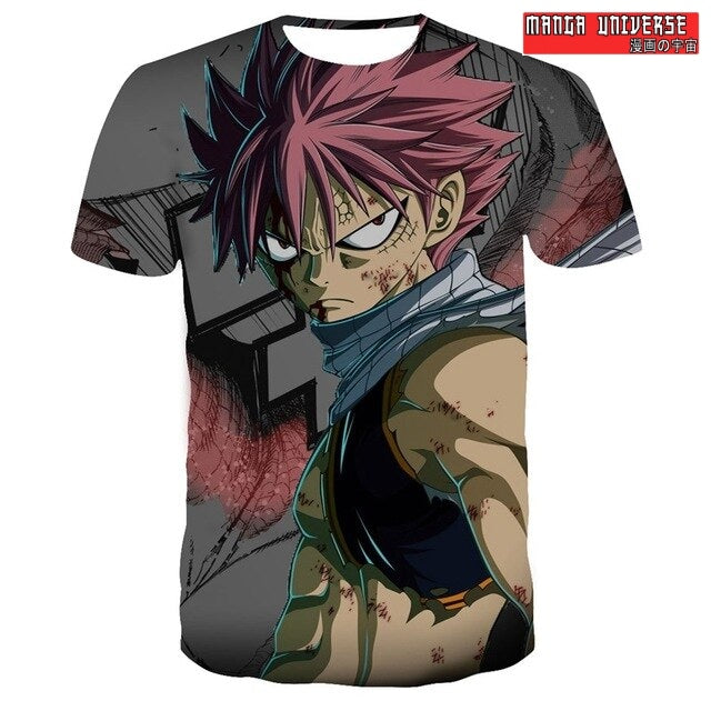 T-SHIRT FAIRY TAIL NATSU REGARD NOIR - Gris / XS