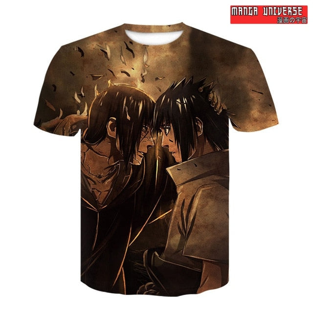 T-SHIRT NARUTO SASUKE - Marron Sombre / XS