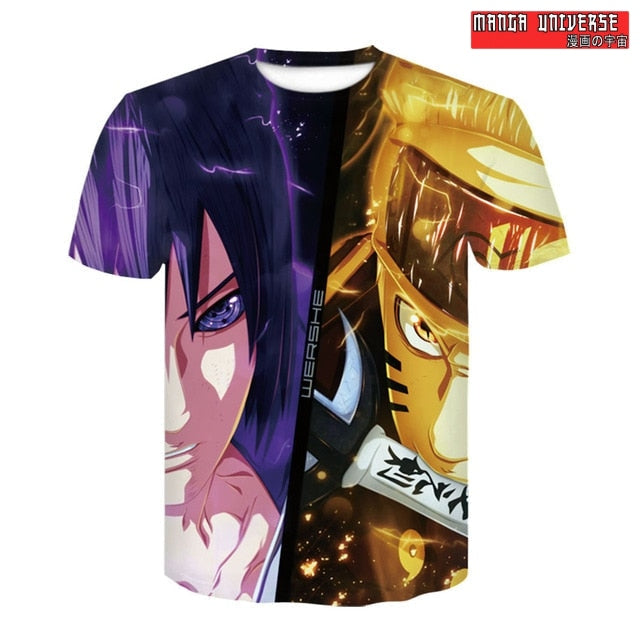 T-SHIRT NARUTO SASUKE - Violet/Orange / XS