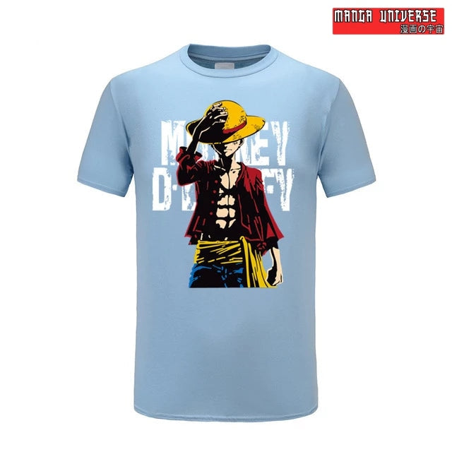 t shirt one piece monkey d - Bleu Clair / XS