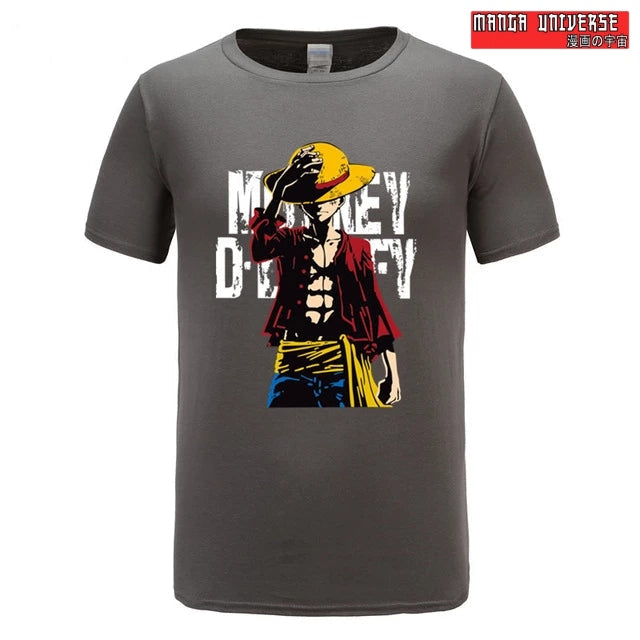 t shirt one piece monkey d - Charbon / XS