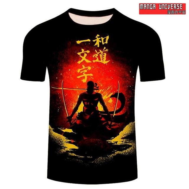 T-SHIRT ONE PIECE ZORO - Rouge/Noir / XS