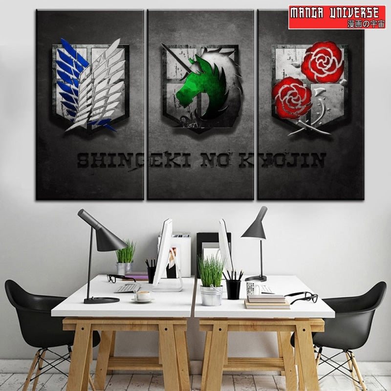 TABLEAU ATTAQUE DES TITANS Emblèmes - Petit / Sans Cadre