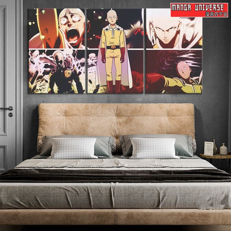 Tableau one punch man affrontement - 40x60cmx3 / Sans Cadre